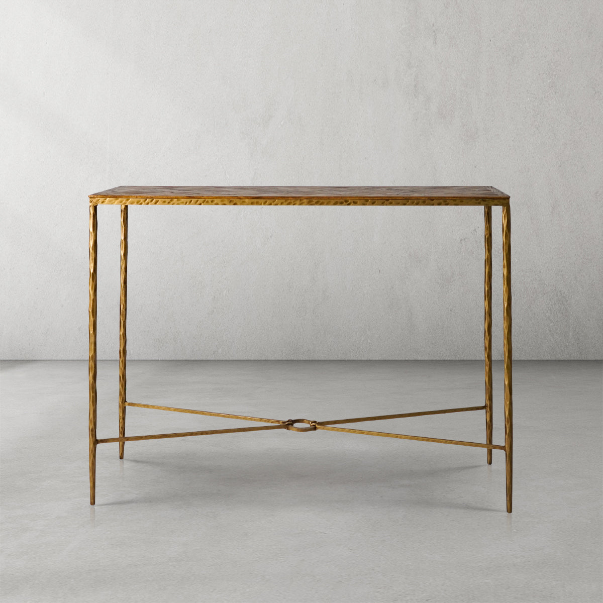 Thaddeus Metal Frame Elm Wood Console Table