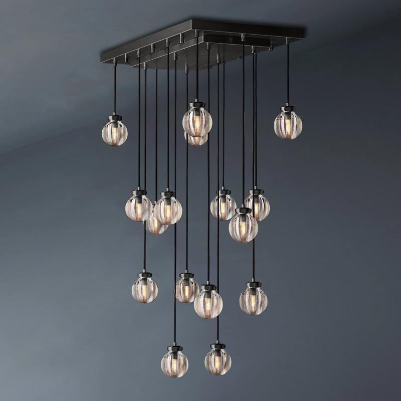 Aileen Pearl Ball Rectangular Chandelier 36"