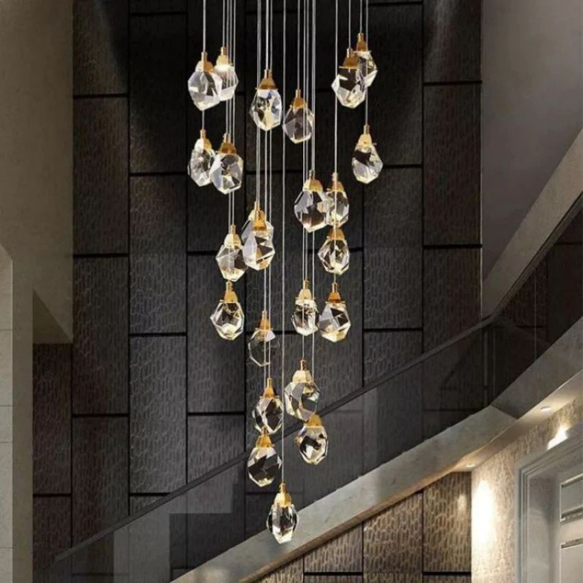 Angel Faceted Crystal Prisms Chandeliers For Staircase(10/15/20/25 Lights)