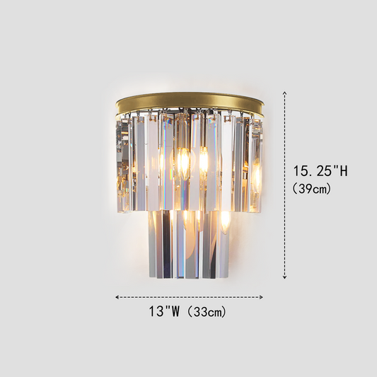 Beckett 2-Tier Crystal Semi-Round Sconce