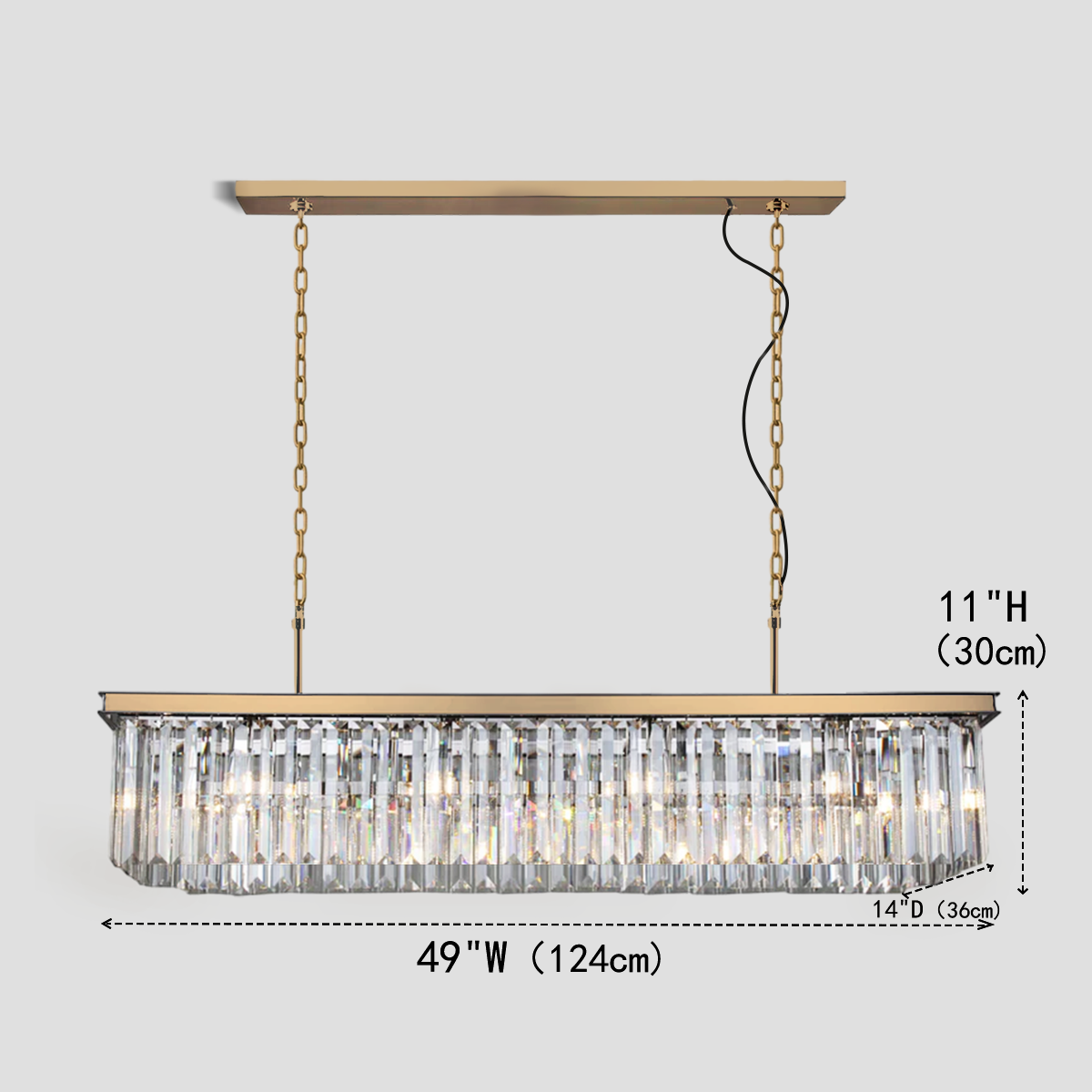 Beckett Single-Tier Rectangular Crystal Rod Chandelier