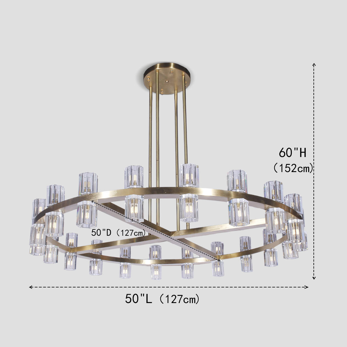 Wine Glass 1-Tier Round Chandelier 50”