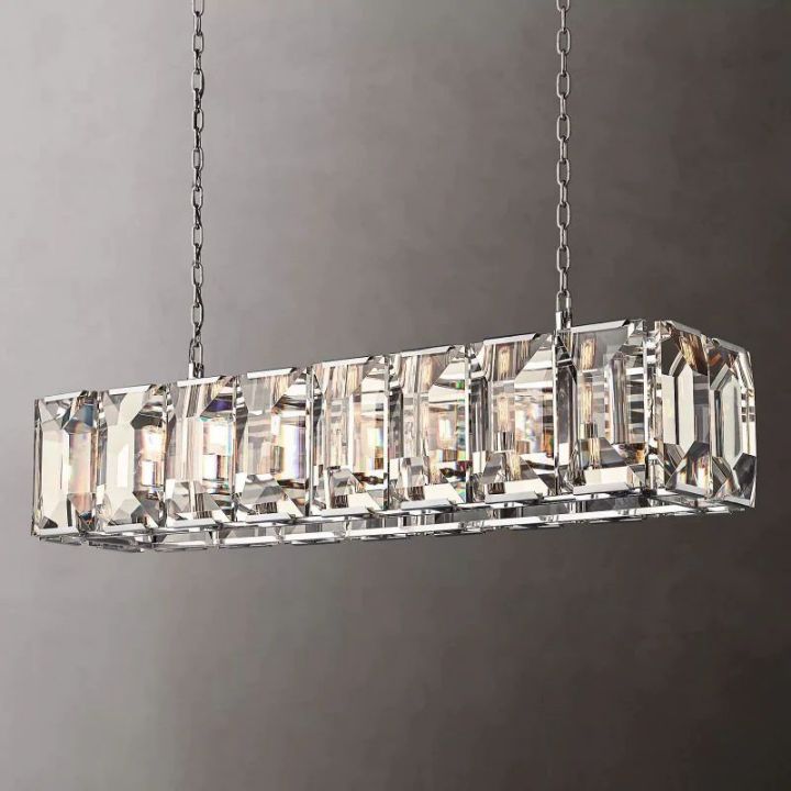 Aubrey  Crystal Rectangular Chandelier 54"