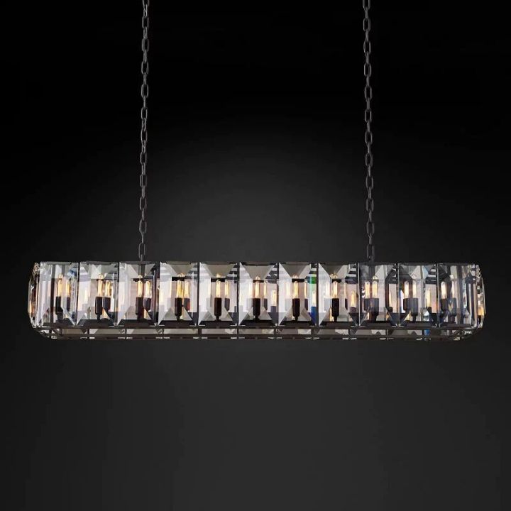 Aubrey  Crystal Rectangular Chandelier 74"