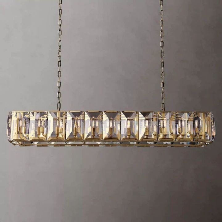 Aubrey  Crystal Rectangular Chandelier 74"