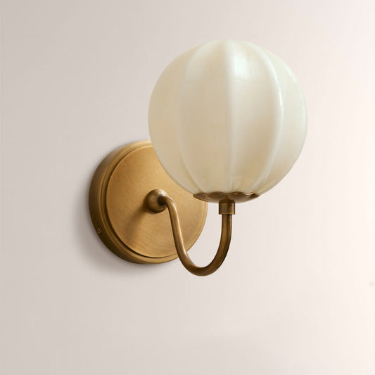 Aveline Gooseneck Ribbed Opal Glass Wall Sconce