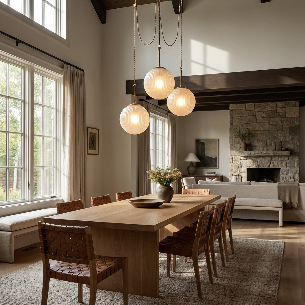 Aveline Multi-Globe Ribbed Opal Glass Chandelier