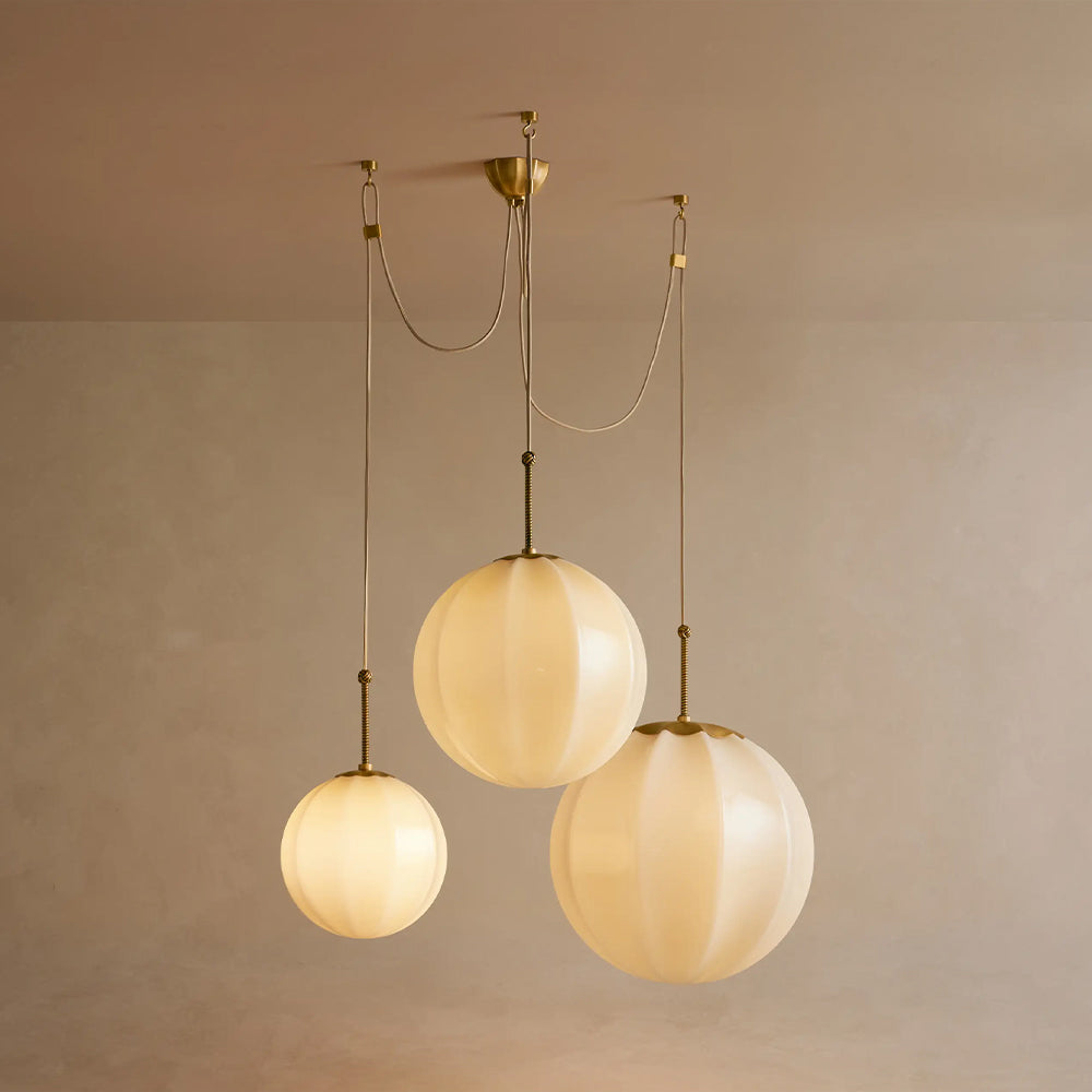 Aveline Multi-Globe Ribbed Opal Glass Chandelier