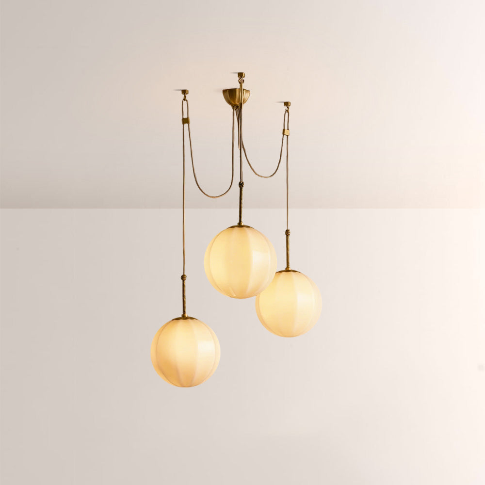 Aveline Multi-Globe Ribbed Opal Glass Chandelier