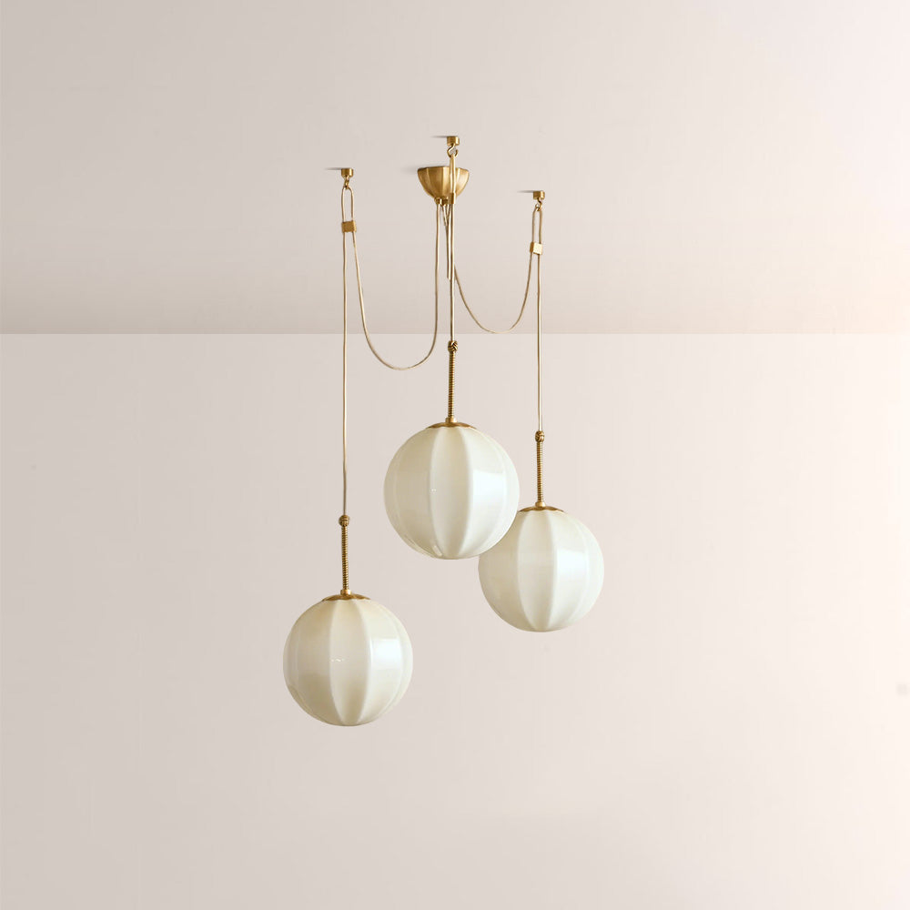 Aveline Multi-Globe Ribbed Opal Glass Chandelier