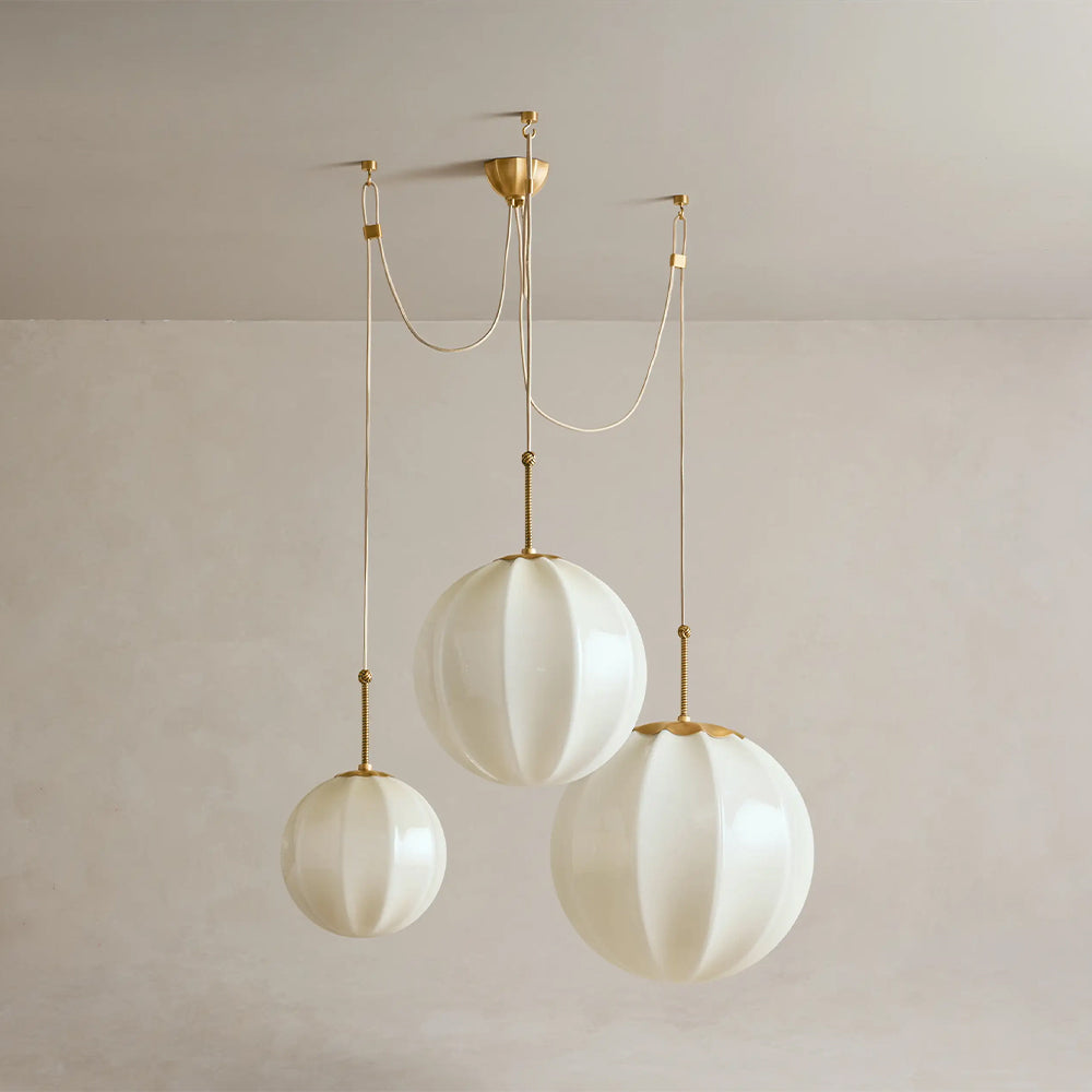 Aveline Multi-Globe Ribbed Opal Glass Chandelier