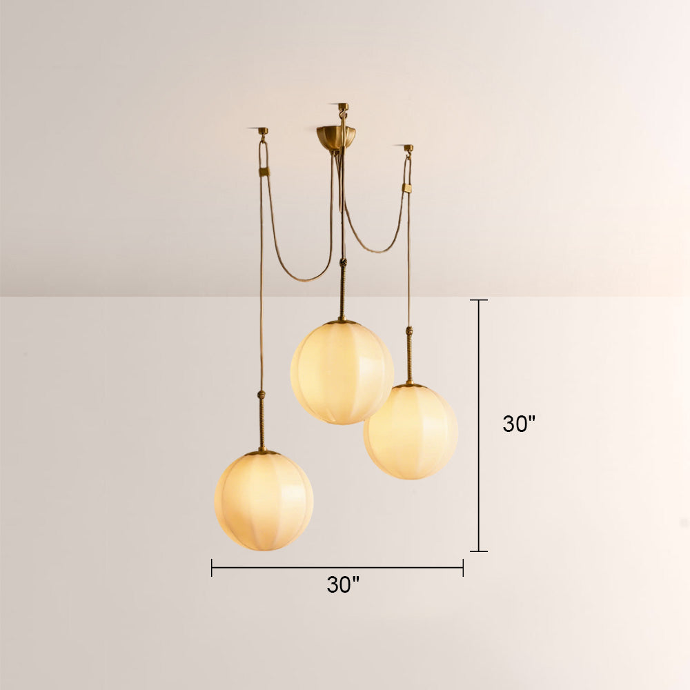 Aveline Multi-Globe Ribbed Opal Glass Chandelier