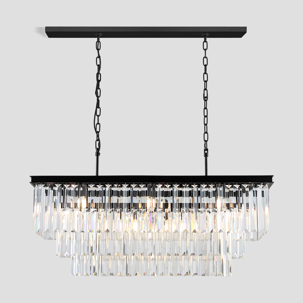 Beckett 3-Tier Crystal Rectangular Chandelier