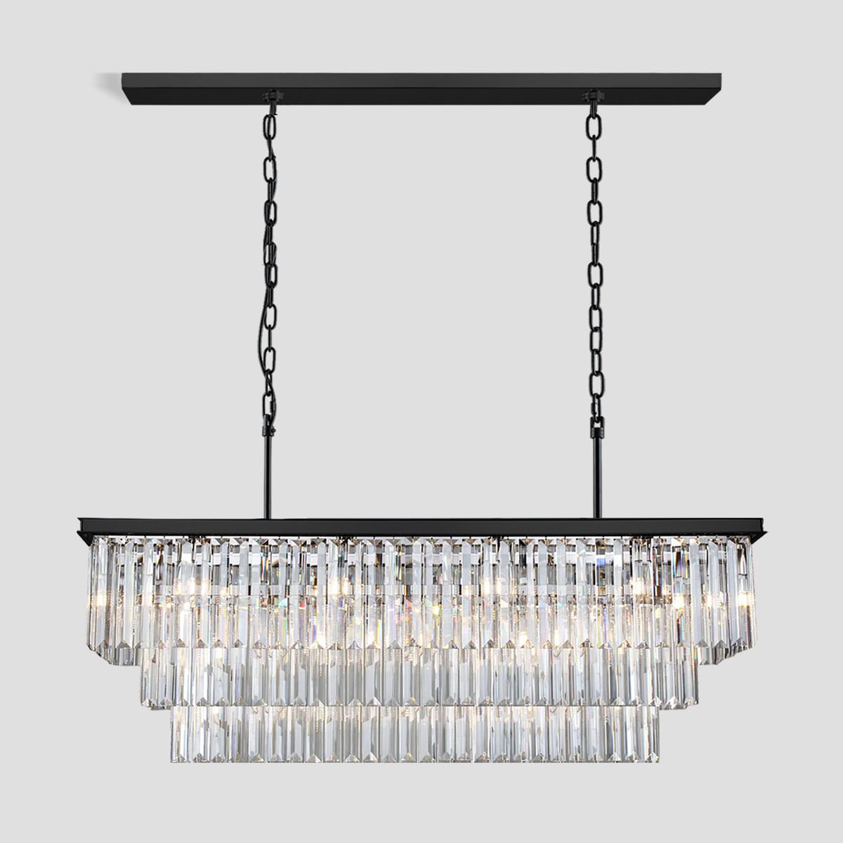 Beckett 3-Tier Crystal Rectangular Chandelier