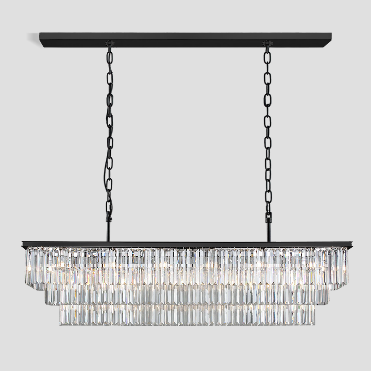 Beckett 3-Tier Crystal Rectangular Chandelier