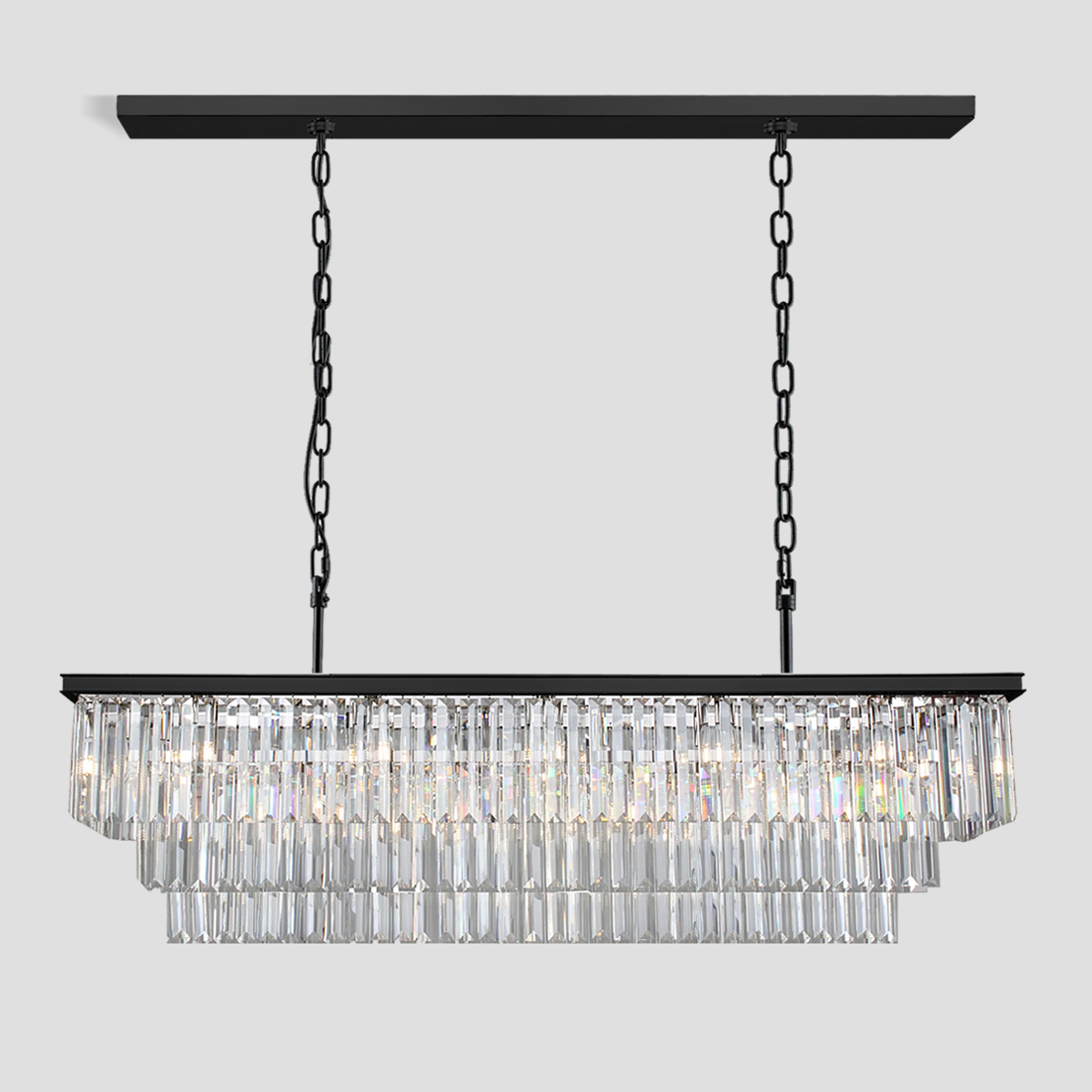 Beckett 3-Tier Crystal Rectangular Chandelier