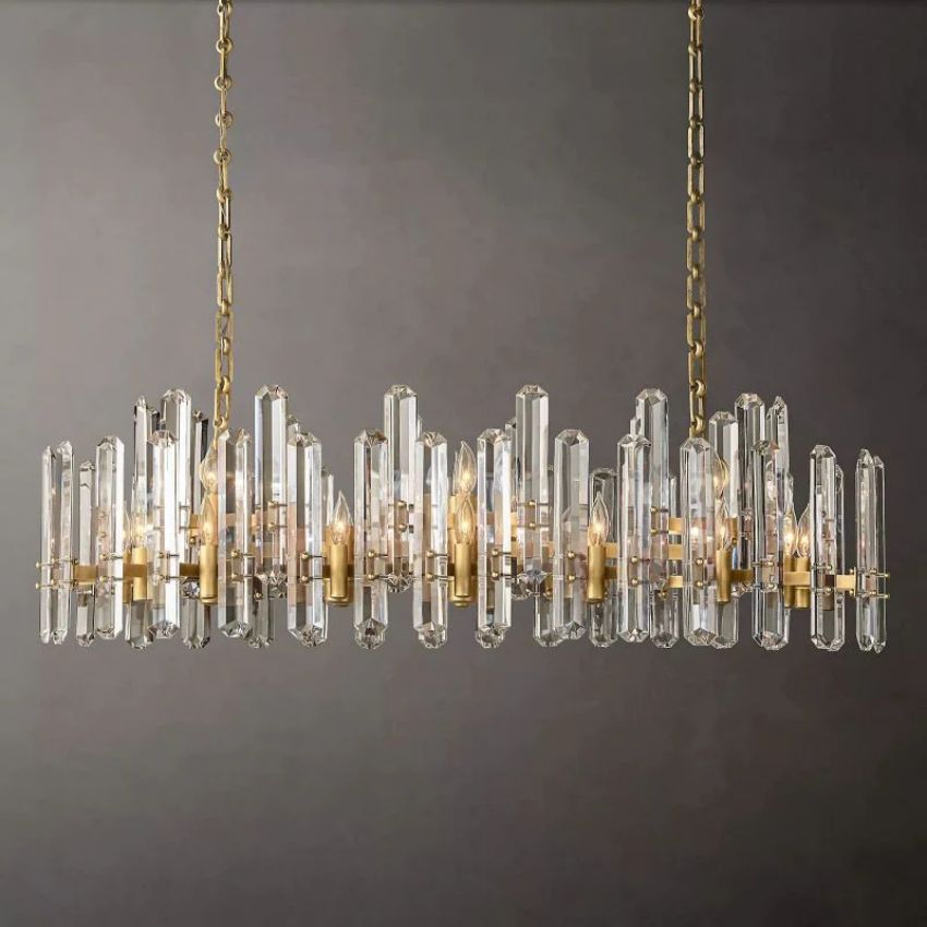 Brown Prism Linear Chandelier 54"