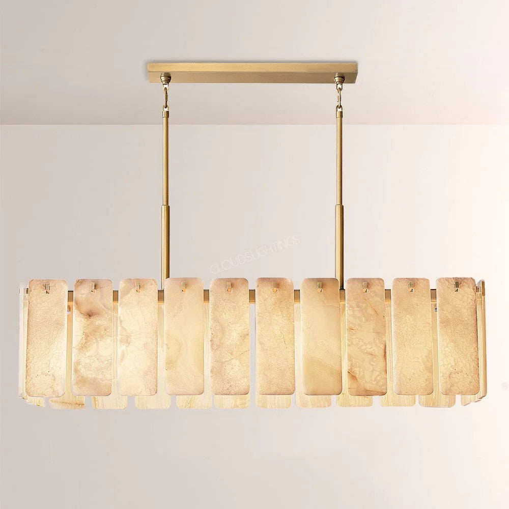 Casalle Alabaster Rectangular Chandelier 60"L