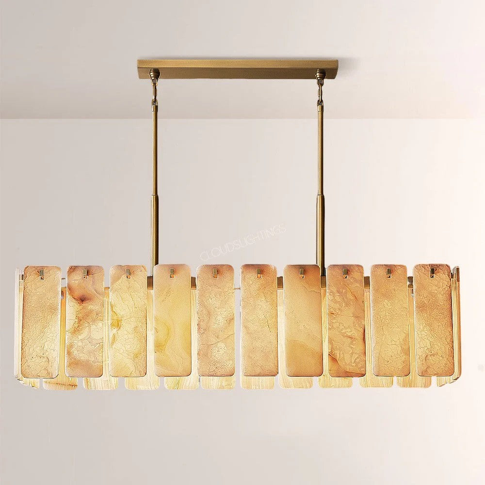 Casalle Alabaster Rectangular Chandelier 60"L