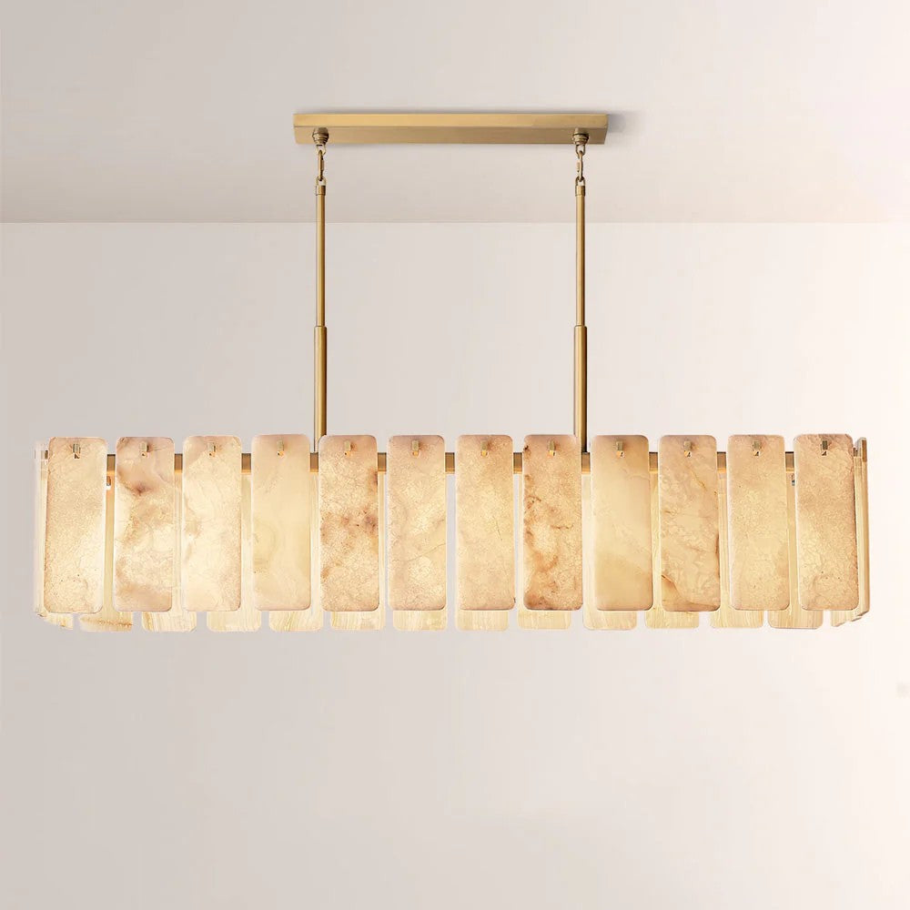 Casalle Alabaster Rectangular Chandelier 72"L