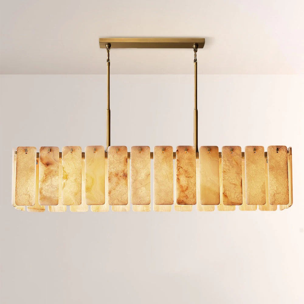 Casalle Alabaster Rectangular Chandelier 72"L