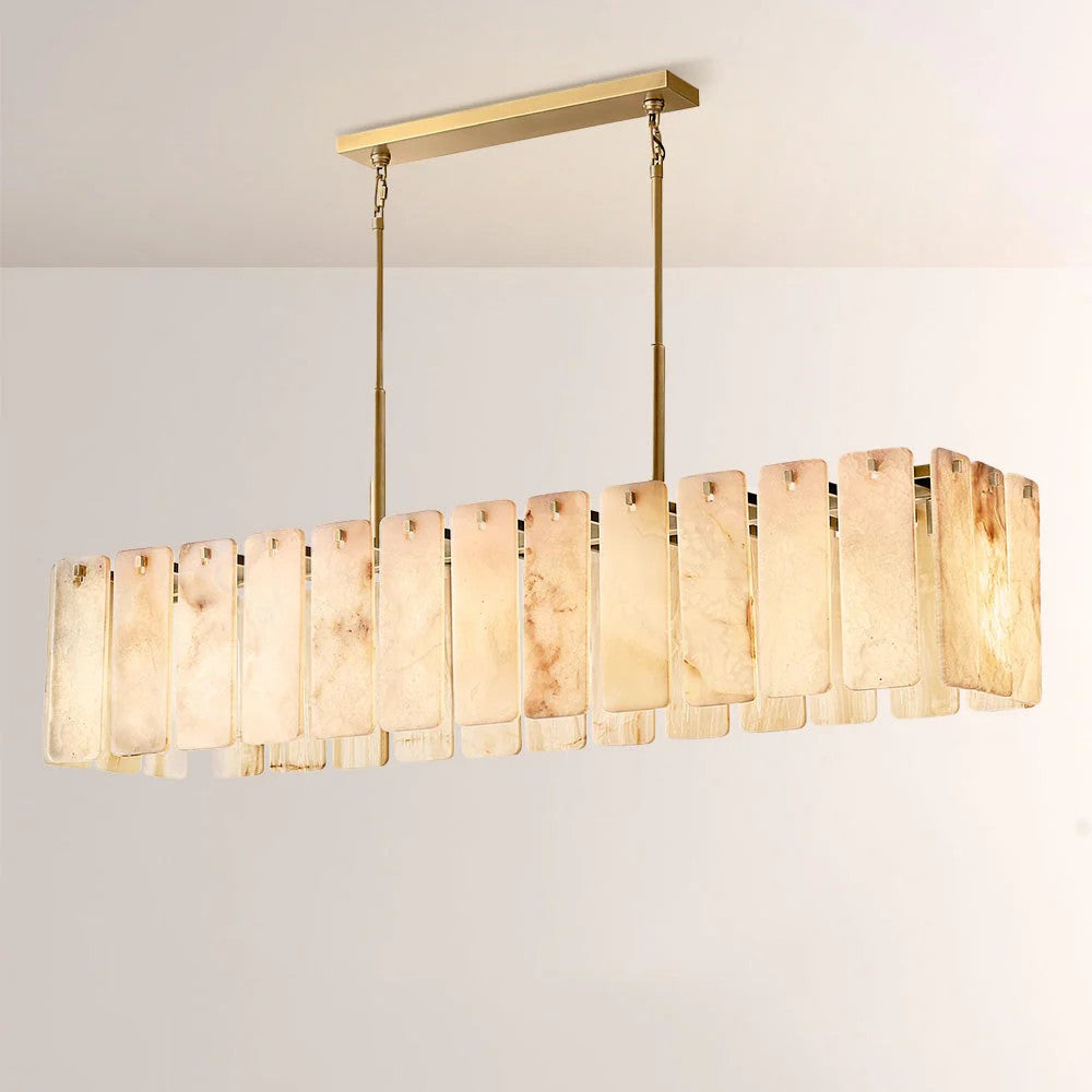 Casalle Alabaster Rectangular Chandelier 72"L