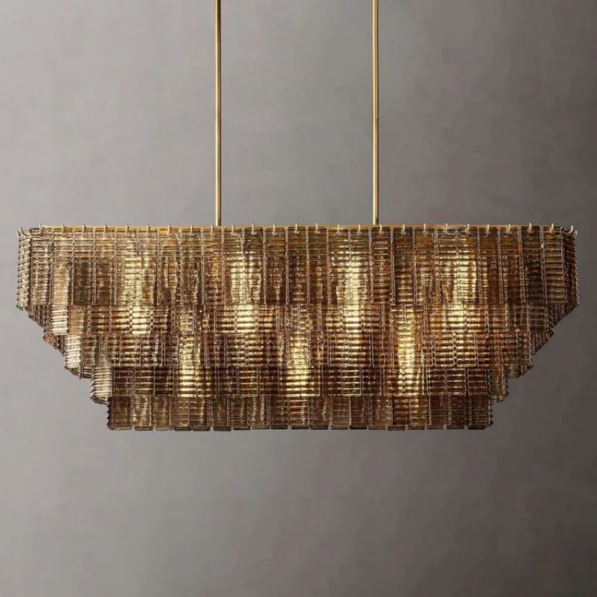 Siri Smoke Rectangle Chandelier 59"