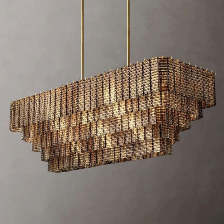 Siri Smoke Rectangle Chandelier 59"