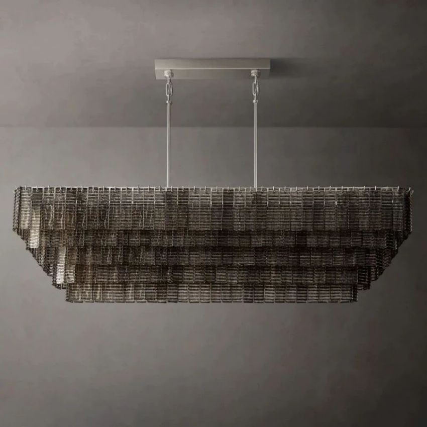 Siri Smoke Rectangle Chandelier 77"