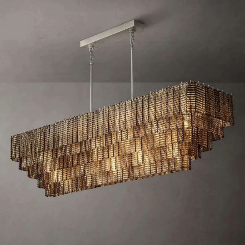 Siri Smoke Rectangle Chandelier 77"