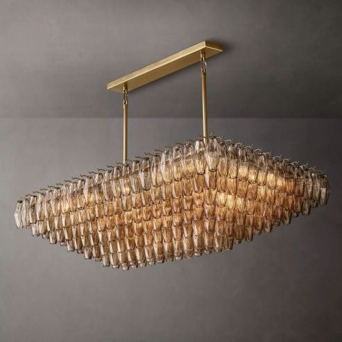 Italian Smoke Glass Square Chandelier 60"（customized)