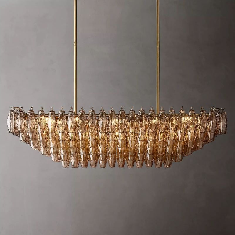 Italian Smoke Glass Square Chandelier 60"（customized)