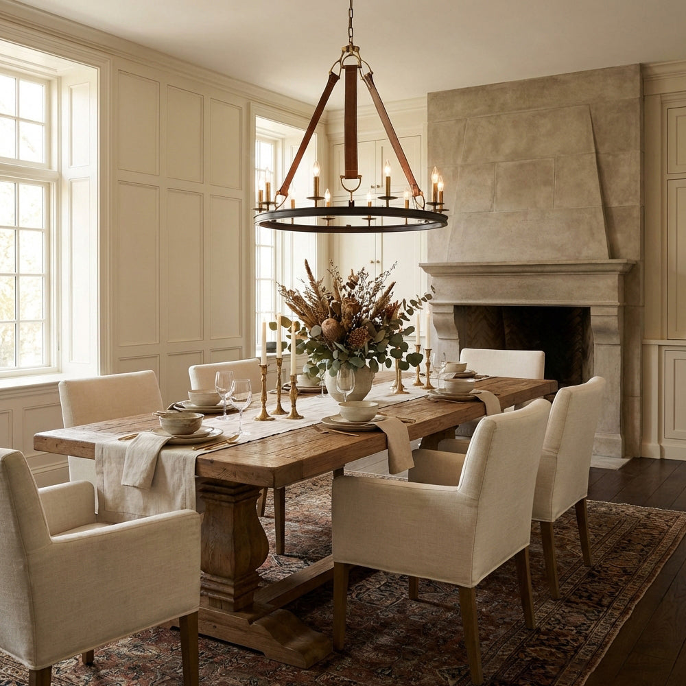 Cherton Round Leather Chandelier