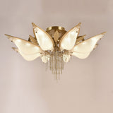 Aria Open-Flower Crystal Murano Flushmount Chandelier