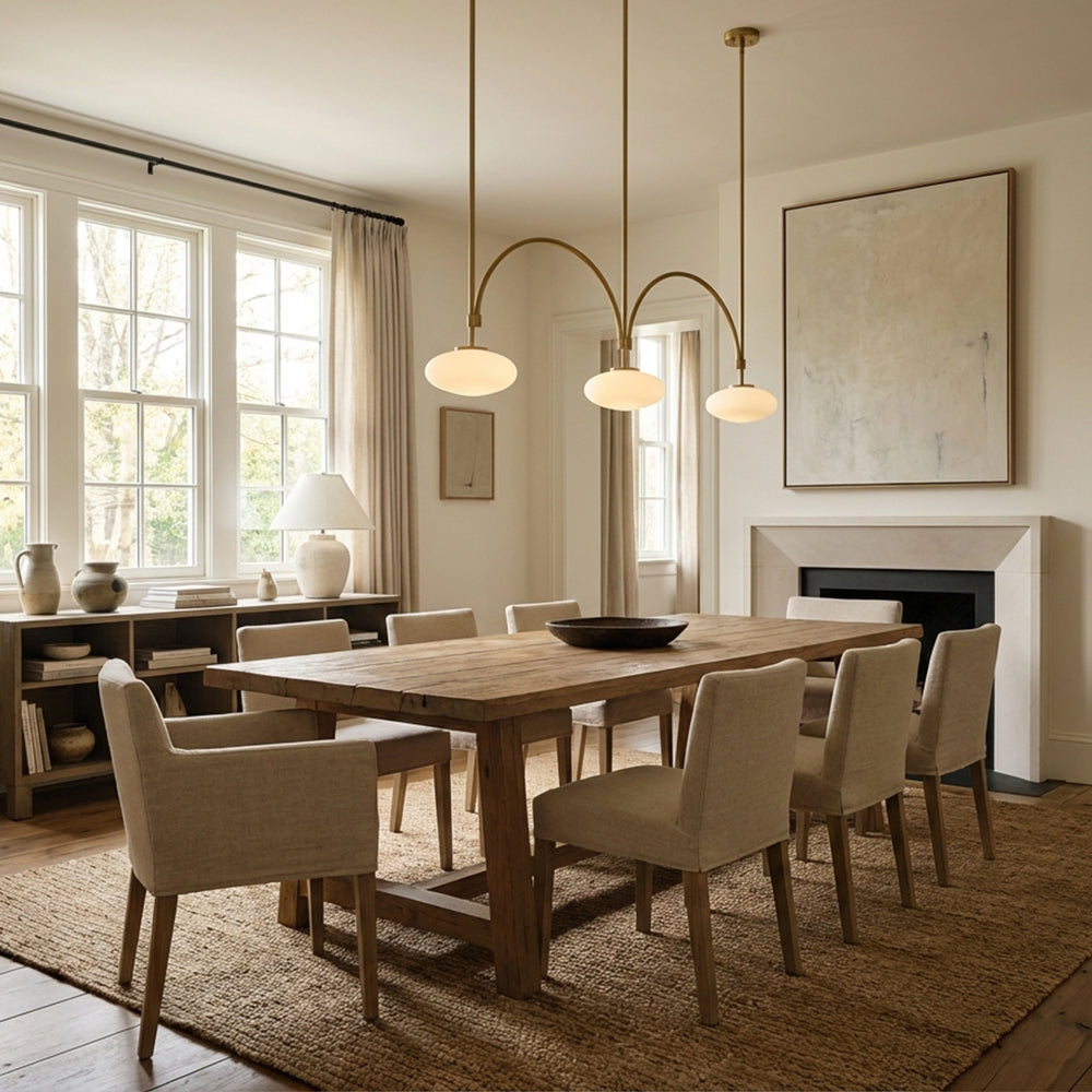 Ellara Curved-Arm Opal Glass Chandelier