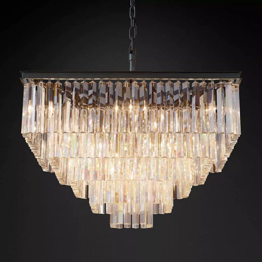 French Classicm Square Chandelier 34"