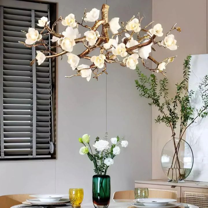 Flower Bloom Branch Brass Chandelier