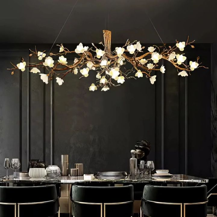 Flower Bloom Branch Brass Chandelier