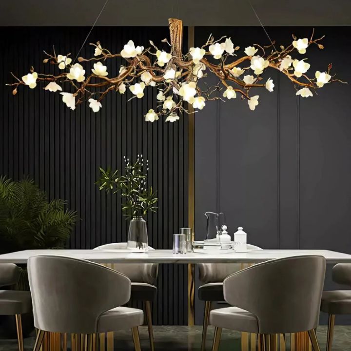 Flower Bloom Branch Brass Chandelier