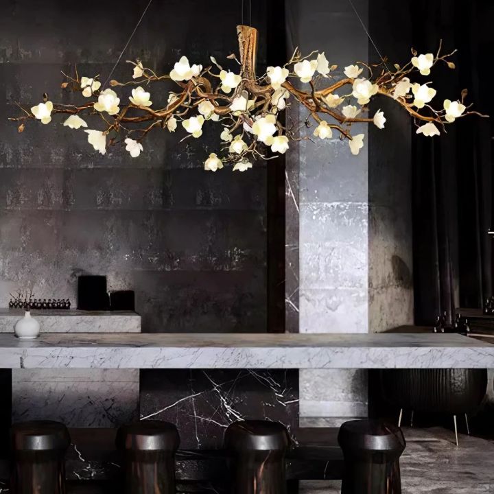 Flower Bloom Branch Brass Chandelier