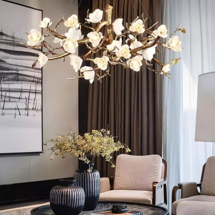 Flower Bloom Branch Brass Chandelier