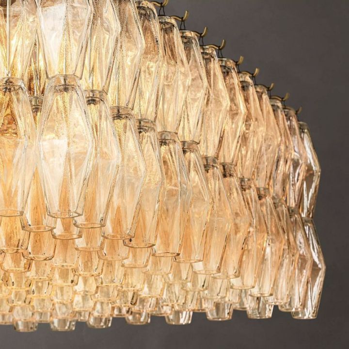 Italian Clear Glass Rectangular Chandelier 74"
