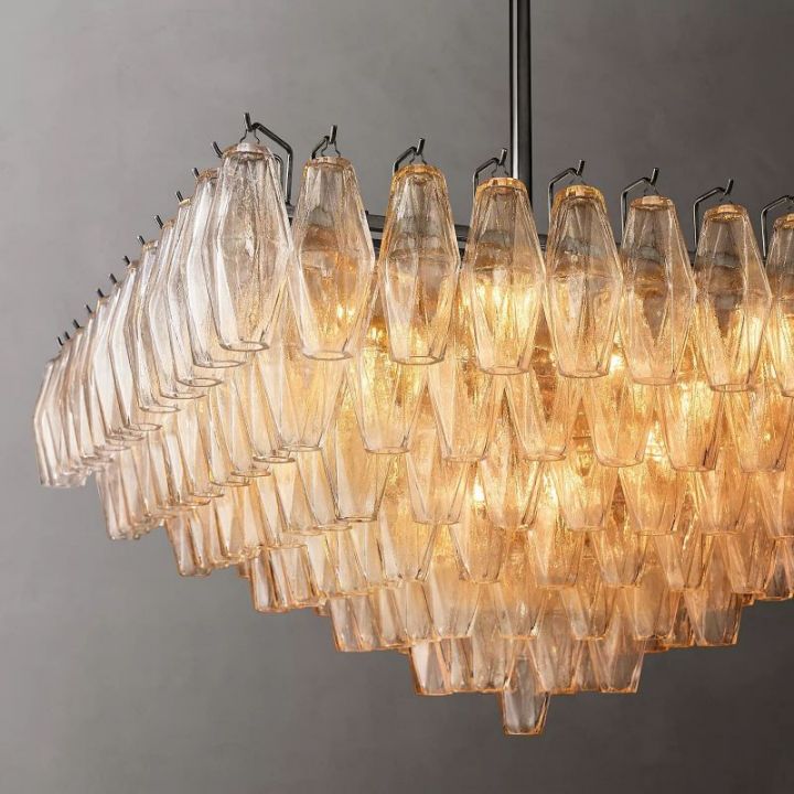 Italian Clear Glass Square Chandelier 32"