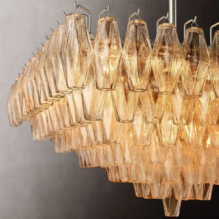 Italian Clear Glass Square Chandelier 32"