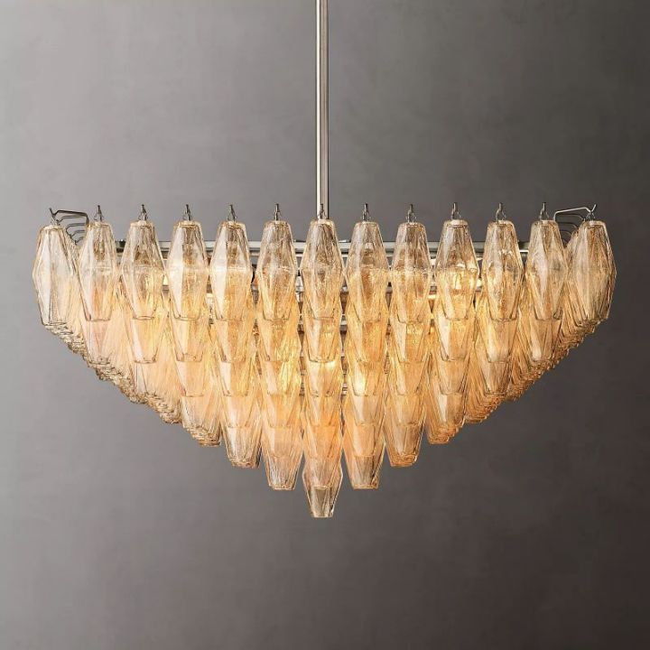 Italian Clear Glass Square Chandelier 32"