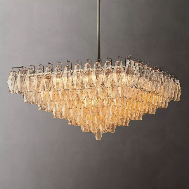 Italian Clear Glass Square Chandelier 32"