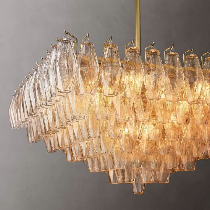 Italian Clear Glass Square Chandelier 32"