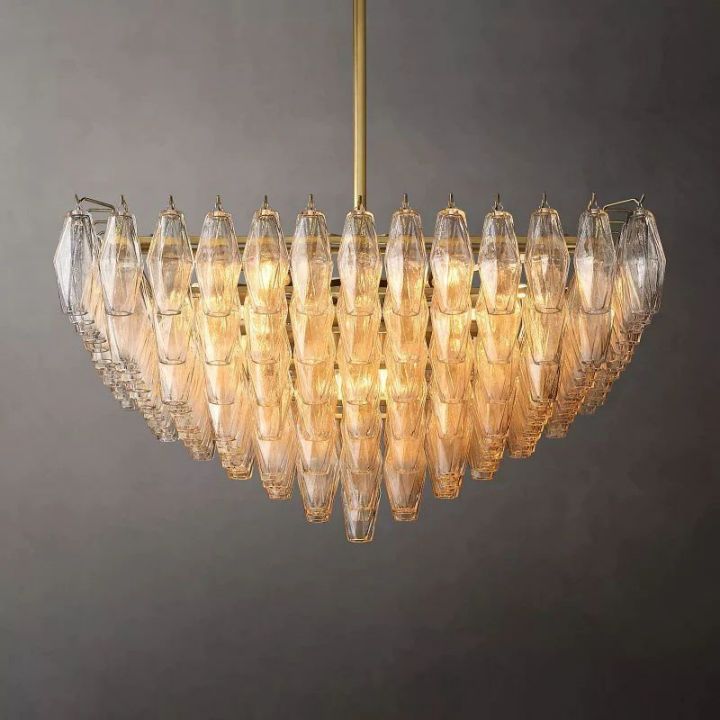 Italian Clear Glass Square Chandelier 32"