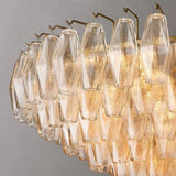 Italian Clear Glass Tiered Round Chandelier 37"