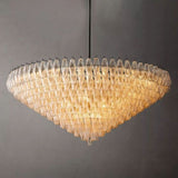 Italian Clear Glass Tiered Round Chandelier 62"